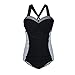 PZZ Women Mesh Patchwork Swimwear Halter Plus Size Push up Tankini Two Piece Pin Up Bikini Set