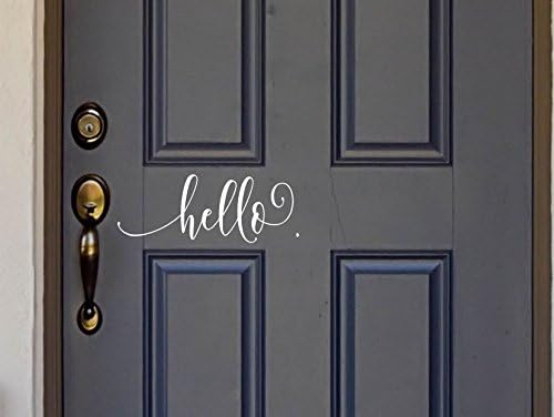 White Hello Vinyl Front Door Decal - Hello Vinyl Decal for the Home or Business, 13.3" W x 5" H
