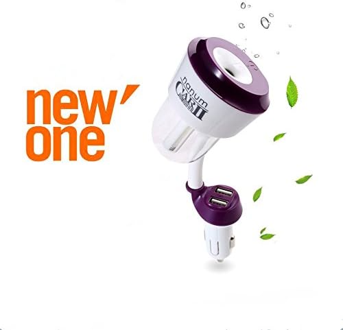 Car Oil Diffuser Humidifier, Dual USB Charger Port 50ml Port Essential Oil Aroma Diffuser,Aromatherapy Essential Oil Diffuser, Portable Ultrasonic Mini Cool Mist Aroma Humidifier (Purple)