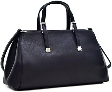 Dasein Faux Buffalo Small Classic Satchel, Shoulder Bag, Handbag, Tablet Bag, iPad Bag - Black
