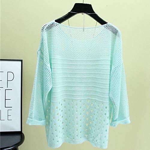 Flowy Tank Tops for Women, Yezijin Women Hollowing Out Leisure O-Neck Tops Knitting Half Sleeve T-Shirt Blouse Mint Green