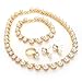 MOOCHI 18K Gold Plated White Man-made Pearls Chain Jewelry Set