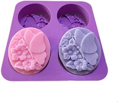 Errilol 1 Pcs Flower Butterfly Oval Bath Soap Cake Ice Chocolate Candy Silicone Mold Cold Process Making Supplies Tray Tool Set Kit Pan Mould