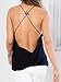 Clothink Women Black V Neck Spaghetti Strap Twist Backless Plain Vest
