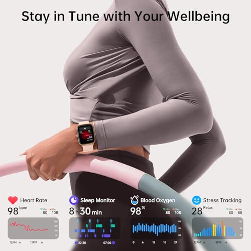 Smart Watches for Women (Answer/Make Calls),1.85" HD Screen Fitness Watch with Bluetooth 5.3,Heart Rate/Sleep/SpO2 Monitor,110+ Sports Modes,IP68 Waterproof Smartwatch,Activity Tracker for Android iOS
