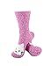 Super Soft Warm Cute Animal Non-Slip Fuzzy Fluffy Crew Winter Home Socks, Pink Kitty - 3 Pairs