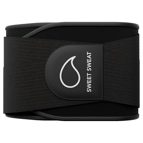 Sports Research Sweet Sweat 'Pro-Series' Waist Trimmer (Black) with Adjustable Velcro Straps (XS-S)