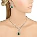 EVER FAITH Austrian Crystal Zircon Wedding Teardrop Necklace Earrings Set Emerald Color Silver-Tone