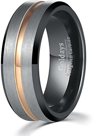 GOLDAYS Tungsten Carbide Rings for Men 8mm High Polished Center Matte Finished Wedding Band Rings