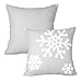 Elife Soft Square Snowflake Theme Home Decorative Canvas Cotton Embroidery Throw Pillow Covers 18x18 Case Cushion Cover Decorative Decor for Couch Bed Chair(1Pcs, White)