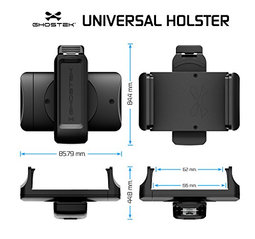 Ghostek Universal Holster with Belt Clip for Cell Phones & Cases | Fits iPhone X XR XS Max XI, Galaxy S9 S10 S10e S10 Plus Note 9 10, Otterbox, LifeProof, Casemate, Spigen, UAG, FRE, Defender (Black)