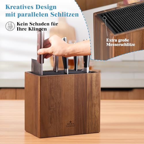 ENOKING Messerblock ohne Messer aus Akazienholz, Universal Messerblock mit Kunststoffdeckel, Hochwertiges Messerhalter für Messer und Geflügelschere/Wetzstahl thumbnail 2