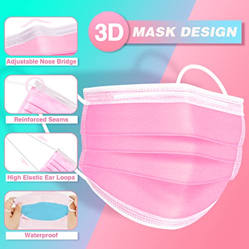 Disposable Face Masks, 50 Pack 3 Layer Individually Wrapped Masks For Women, Men, Unisex Adults