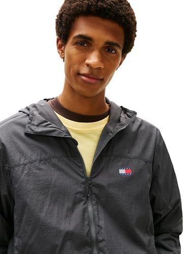 Uomo Giacca a Vento Fleece Chicago con Cappuccio, Grigio (Washed Black), M