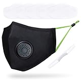 Dust mask with breathing valve - face mask for dust, pollen, smoke, woodworking and more - 5 replacement filters PM 2.5