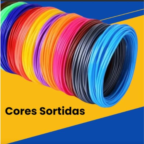 Kit Filamento PLA para Caneta 3D – 20 Cores Sortidas 1,75mm | 100 Metros Total | Refil Compatível com Caneta 3D e Impressoras 3D | Material PLA para Desenho, Modelagem e Projetos Criativos