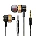 ALZN Premium Wood Earbuds, In-Ear Headphones, Stereo Bass Noise-isolating Earphones with Mic