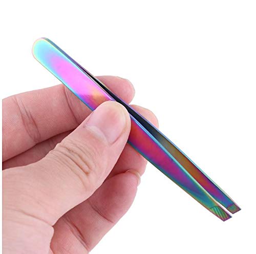 ABE, Rainbow Eyebrow Tweezers Stainless Steel, for Plucking, Eye Brows, Facial Hairs