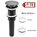 Bathroom Lavatory Vanity Vessel Sink Drain, Pop Up Drain Stopper Without Overflow, Black