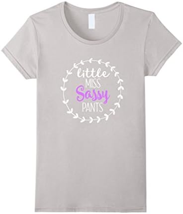 Women's Little Miss Sassy Pants Shirt Funny Girly Cute Tribal Sass Small Silver