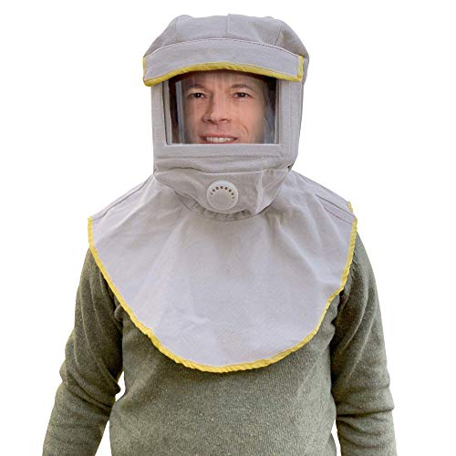Sandblasting Hood with large viewing screen for anti dusk protection
