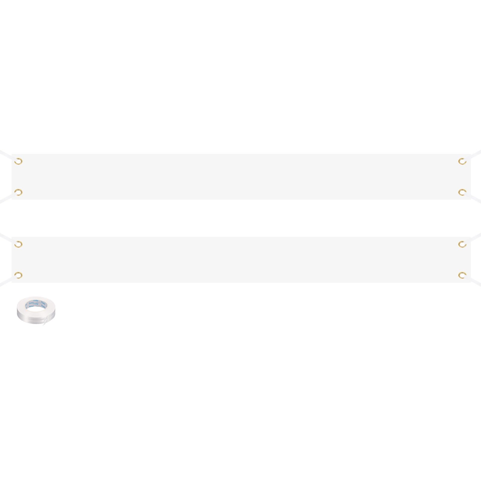 PATIKIL Blank Banners Signs to Decorate 1'x10' Sublimation White Banner with Hanging Rope for Business Outside Outdoor Wall, 2 Set