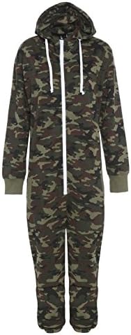 Boys Girls Onesie Pyjamas Pajama All in One Camo Camouflage Combat Nightwear