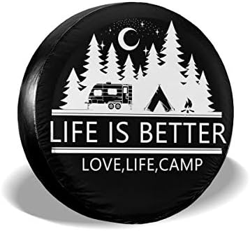 SHOE GONE Car Tire Cover Happy Camper Spare Wheel Tire Cover for Jeep,Trailer, RV, SUV, Truck Wheel,Camper Travel Trailer Accessories(14,15,16,17 Inch)