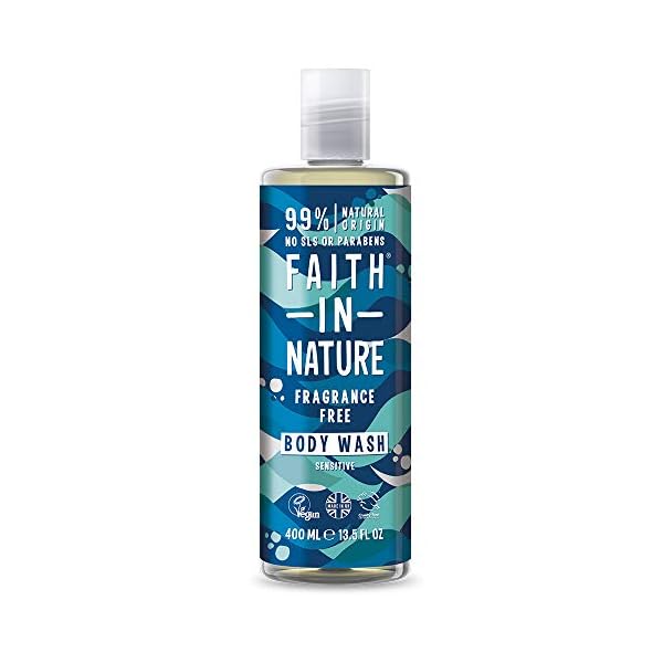 Faith In Nature Natural Fragrance Free Body Wash, Sensitive, Vegan and Cruelty Free, No SLS or Parabens, 400 ml