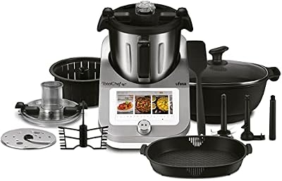 TotalChef RK7 Robot de Cuisine Multifonctions Inteligent, WIFI, 30 Fonctions, 4.5L, Écran Tactile 7 Pouces, Balance Integrée, Livre de Recettes Interactif, Argent / Blanc