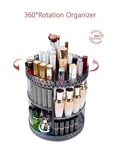 DreamGenius Makeup Organizer, 360Â° Rotating Adjustable Carousel Storage for Cosmetics, Toiletries, and More - Great for Vanity, Bathroom, Bedroom, Closet, Kitchen