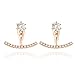 PAVOI 14K Rose Gold Plated Sterling Silver Post Cubic Zirconia Stud Earrings with Huggie Crawler Enhancer