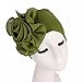 Womens Great Hats,Women Ladies Retro Big Flowers Hat Turban Brim Hat Cap Pile (Army Green, Large)
