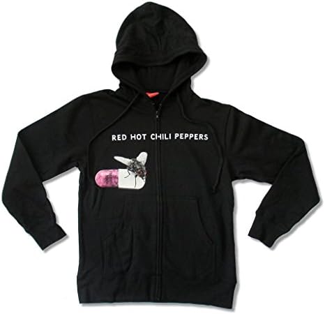 Red Hot Chili Peppers Fly on Pill Mens Zip Up Black Sweatshirt Hoodie (S)