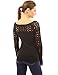 PattyBoutik Women Boat Neck Crochet Inset Sweater (Black Small)
