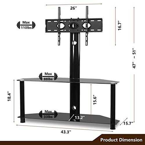 TAVR Swivel Floor TV Stand with Height Adjustable Mount Bracket for 32