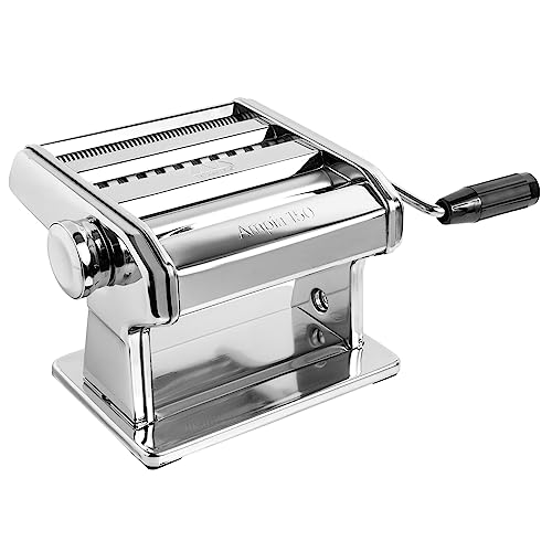 MARCATO 8356 Atlas Ampia Pasta Machine, Made In Italy, Chrome Plated Steel, Silver, Includes Pasta Cutter, Hand Crank, & Instructions