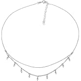 Vanbelle Sterling Silver Jewelry - Rhodium Plated with 925 Stamp - Double Layered Beaded Choker Necklace - Elegant Beautifully Designed for Women 16" Long + 2" Extender