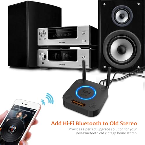 [Upgraded] 1Mii B06Pro Long Range Bluetooth 5.3 Receiver with Volume Control, aptX HD Wireless Audio Receiver for HiFi, aptX Low Latency for Old Amp (RCA Digital Optical TOSLINK Coaxial)