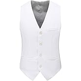 UNINUKOO Mens Suit Vest Slim Fit Formal Dress Casual Waistcoat Four Buttons Tuxedo Suit Vest
