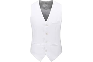 UNINUKOO Mens Suit Vest Slim Fit Formal Dress Casual Waistcoat Four Buttons Tuxedo Suit Vest