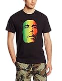 Bob Marley Men's Face Rasta Tri-Color T-Shirt, Black, 3XL