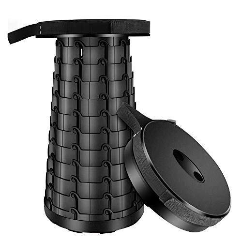 WXLAA Retractable Folding Stools Portable Plastic Stool, Holds up 130kg, Outdoor Travel Camping Fishing Garden Folding Stools, (Black)