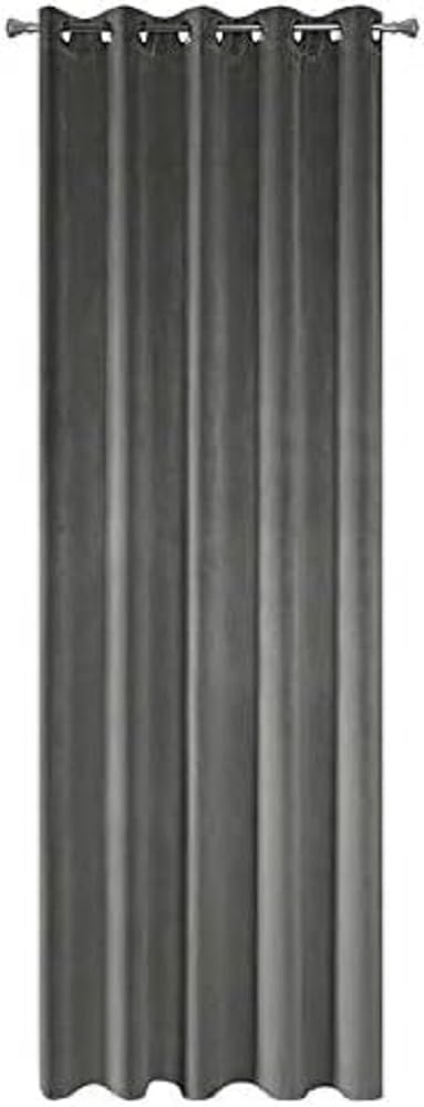 Eurofirany VILLA Soft Plain Opaque Velvet Curtain with Eyelets - 1 Unit, Fluffy Panel Drape Classic Glamour Elegant Living Room, Bedroom, 290 g/m2, W55 x L98, Graphite Grey