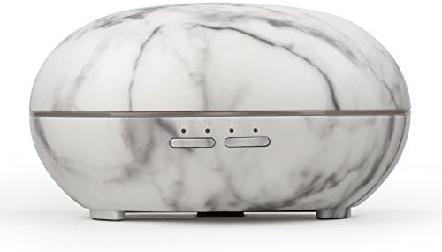 Fenjun - Ultrasonic Aroma Essential Oil Diffuser - 300ml Wood Grain Cool Mist Humidifier with 7 Color LED Lights For Home, Mist Control, Auto Turn OFF (White Marble pattern)