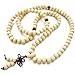 INBLUE Women,Men's 8mm Wood Bracelet Link Wrist Necklace Chain Tibetan Buddhist White Sandalwood Bead Prayer Buddha Mala Chinese Knot Elastic
