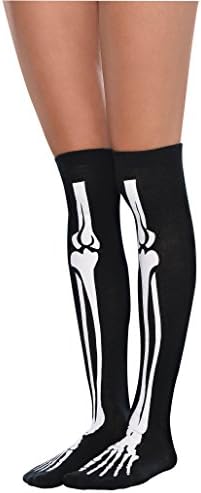 amscan 394303-55 Halloween Bones Knee Socks, 2 Pcs
