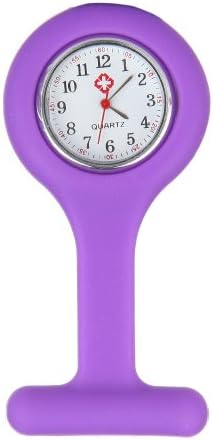 3pcs Clip-on Fob Brooch Nurse Watch Lapel Watch Silicone Purple