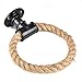 Rope Towel Ring, Wall Mount Hand Towel Ring Heavy Duty Solid Towel Holder for Bathroom Natural Rustic Rope (Black)
