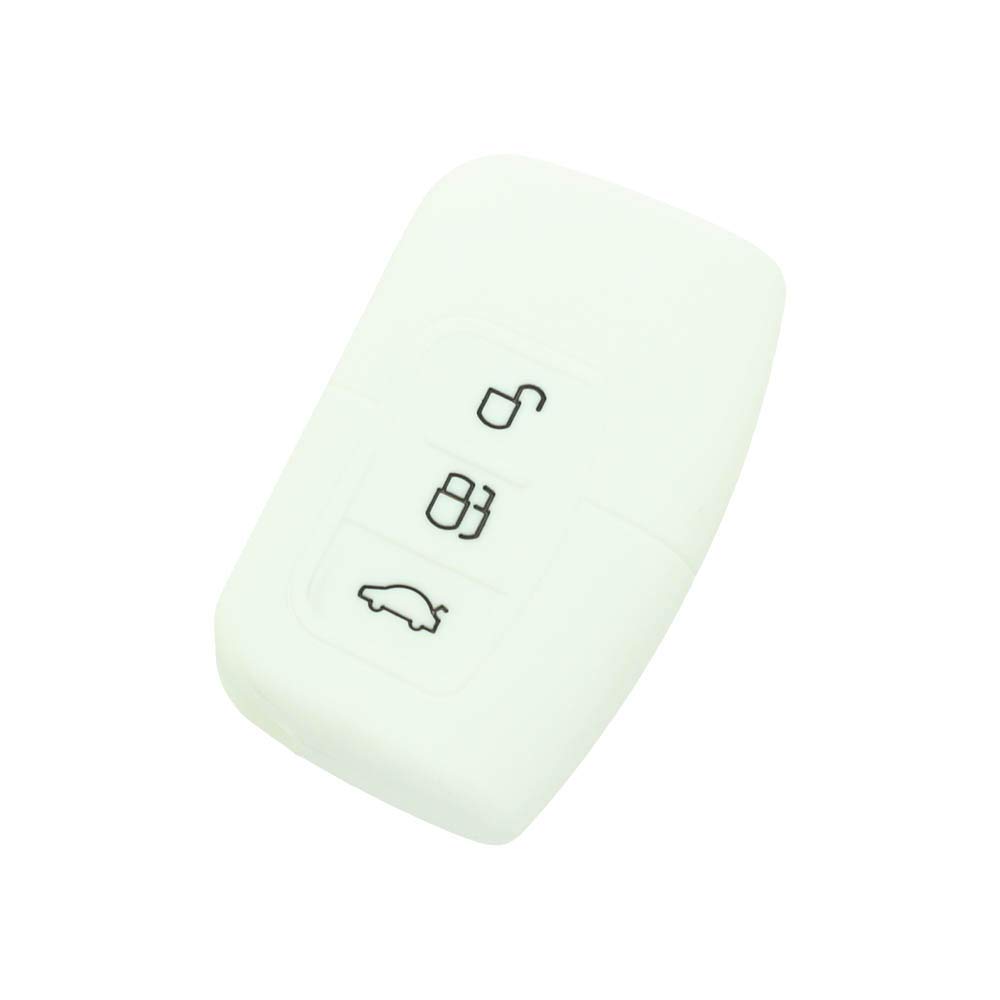 BROVACS Silicone Cover Protector Case Holder Skin Jacket Compatible with FORD 3 Button Smart Remote Key Fob CV9709 White